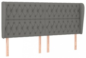 sötétszürke szövet fejtámla szárnyakkal 203x23x118/128 cm