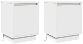 LED világítással ellátott éjjeli szekrények 2 db Fehér 39x34,5x50 cm