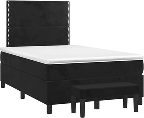 vidaXL fekete bársony rugós ágy matraccal 120x190 cm