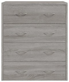 szürke sonoma tálalószekrény 4 fiókkal 60 x 30,5 x 71 cm