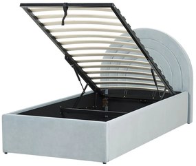Világoskék bársony ágyneműtartós ágy 90 x 200 cm ANET Beliani