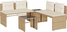 vidaXL 4 részes bézs polyrattan kerti ülőgarnitúra párnákkal