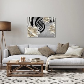 Kép - 3D arany virágok (üvegen) (70x50 cm)