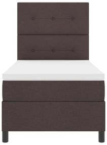 Rugós ágy matraccal és LED - Sötétbarna, 90 x 200 cm, Szövet