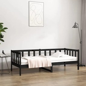 fekete tömör fenyőfa kanapéágy 80 x 200 cm