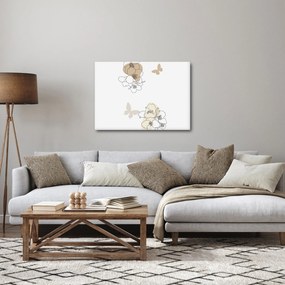 Kép - Bézs virágok pillangóval N⁰2 (70x50 cm)