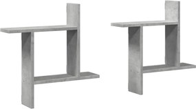 vidaXL 2 db betonszürke szerelt fa fali polc 50 x 12 x 50 cm