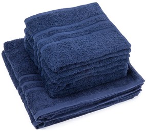 Classic kéztörlő és törölköző szett, sötétkék, 4 db 50 x 100 cm, 2 db 70 x 140 cm, 4 db 50 x 100 cm, 2 db 70 x 140 cm