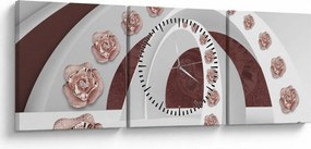 Kép - 3D ívek virágokkal (órával) (90x30 cm)