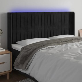 fekete bársony LED-es fejtámla 203x16x118/128 cm