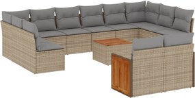 vidaXL 13 részes bézs polyrattan kerti ülőgarnitúra párnákkal