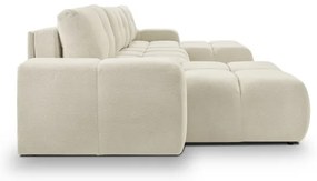 ALMADA U alakú kárpitozott ülőgarnitúra, ággyá alakítható, tárolóhellyel, bézs