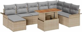 vidaXL Kerti Kanapé Szett tárolóval 9 pcs Bézs Poli rattan