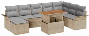 vidaXL Kerti Kanapé Szett tárolóval 9 pcs Bézs Poli rattan