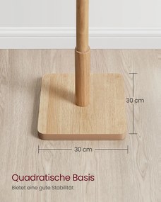 VASAGLE ruhafogas állvány, tömörfa ruhatartó 175 cm, natúr bézs