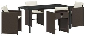 vidaXL Kert étkező szett 5 pcs Barna polirattan