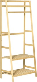 HOMCOM Bambusz Ruhaállvány Polcokkal Előszobába és Hálószobába, 70x42x164cm | Aosom