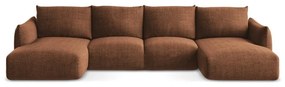 Terrakotta színű kinyitható sarokkanapé (U alakú) Leila – Makamii