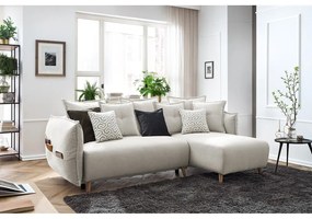 Krémszínű kinyitható sarokkanapé (variálható) Nessa – Bobochic Paris