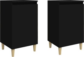 vidaXL 2 db fekete szerelt fa éjjeliszekrény 40x35x70 cm
