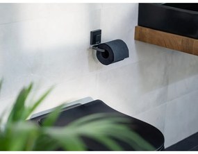 Fekete öntapadós rozsdamentes acél WC-papír tartó Quadro – Wenko