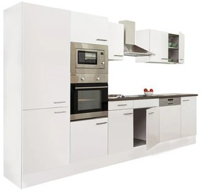 Yorki 340 konyhablokk fehér korpusz,selyemfényű fehér fronttal polcos szekrénnyel