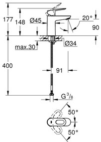 GROHE 23337000 - BAULOOP mosdócsaptelep DN 15, fényes króm