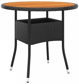 Fekete akácfa és polyrattan kerti asztal ø80 x 75 cm