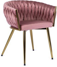 Elegáns Rózsaszín Étkezőszék Arany Lábbal. CAPRI