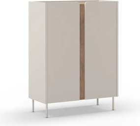 Krémszínű-natúr színű szekrény tölgyfa dekorral 90x120x40 cm Lucile – Marckeric