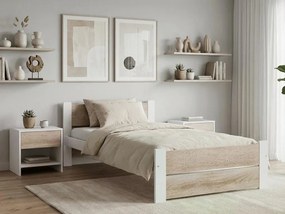 Ágy IKAROS DOUBLE 80 x 200 cm, fehér/dub sonoma Matrac: Matrac nélkül, Ágyrács: Deszkás ágyráccsal