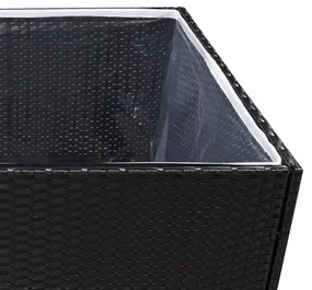 Fekete polyrattan kerti ültetőláda 80x80x80 cm