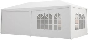 Outsunny 6x3 m-es Kerti Sátor, Levehető Kültéri Pavilon 4 Ablakkal, 2 Cippzáros Ajtóval és Vízálló Tetővel Teraszra, Pavilonra, Tengerpartra, Fehér |