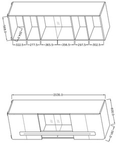 Polc 180 cm Tashia Typ 02 (fehér + magasfényű fehér). 1030194