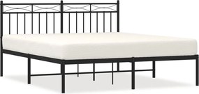 vidaXL fekete fém ágykeret fejtámlával 160 x 200 cm