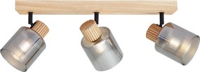 Smart spot hout met smoke glas 3-lichts draai- en kantelbaar incl. Wifi G45- Gracy