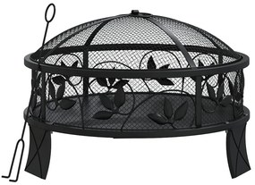 acél XXL méretű tűztál piszkavassal 50 cm