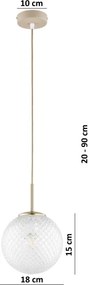 Brilagi - Kábelre függesztett csillár STELLA 1xE27/60W/230V átm. 18 cm bézs/arany