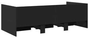fekete kanapéágy fiókkal matrac nélkül 90x190 cm