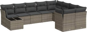 vidaXL 10 részes szürke polyrattan kerti ülőgarnitúra párnákkal