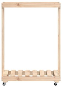 tömör fenyőfa rönktároló kerekekkel 76,5 x 40 x 108 cm