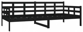 fekete tömör fenyőfa kanapéágy 90x200 cm