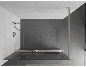 Mexen Kioto+, Walk-In zuhanyparaván polccal és akasztóval 130 x 200 cm, 8 mm-es üveg bordás mintával, csiszolt acél profil, 800-130-121-97-09