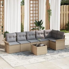 Kerti Kanapé Szett párnával 7 pcs Bézs Poli rattan