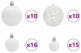 Karácsonyi Díszgömb Készlet 300 LED-del 120 pcs Fehér Műanyag