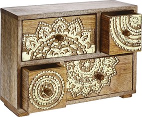 BALI mangófa tárolódoboz fiókokkal, 29 x 22 cm