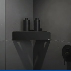Fekete öntapadós-sarok rozsdamentes acél Turbo-Loc fürdőszobai polc Lizan – Wenko