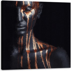 Vászonkép Fekete Nő Barna Csíkos Művészet 90X90 cm