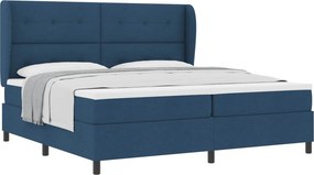 vidaXL Boxrugós ágy matracmal fejtámlával Kék 200 x 200 cm szövet