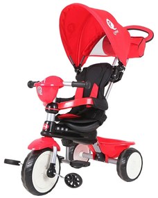 Gyerek háromkerekű tricikli vezetőrúddal Qplay Comfort piros